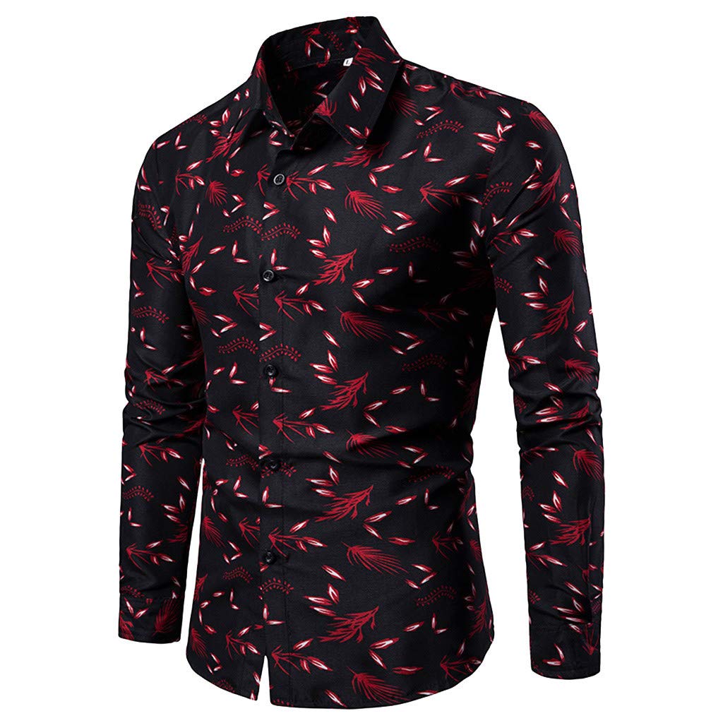 Hippie Style Men's Long Sleeve Henley Shirt with Button Collar - Casual Boho Print Top for Spring & Summer - Perfect for Music Festivals, Beach Outings and Bohemian Fashion