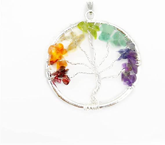7 Chakras Healing Crystal Pendant - Natural Gemstone Tree of Life Necklace for Women & Men, Spiritual Gift Set with Quartz Stones | Meditation, Yoga, Energy Balancing Jewelry