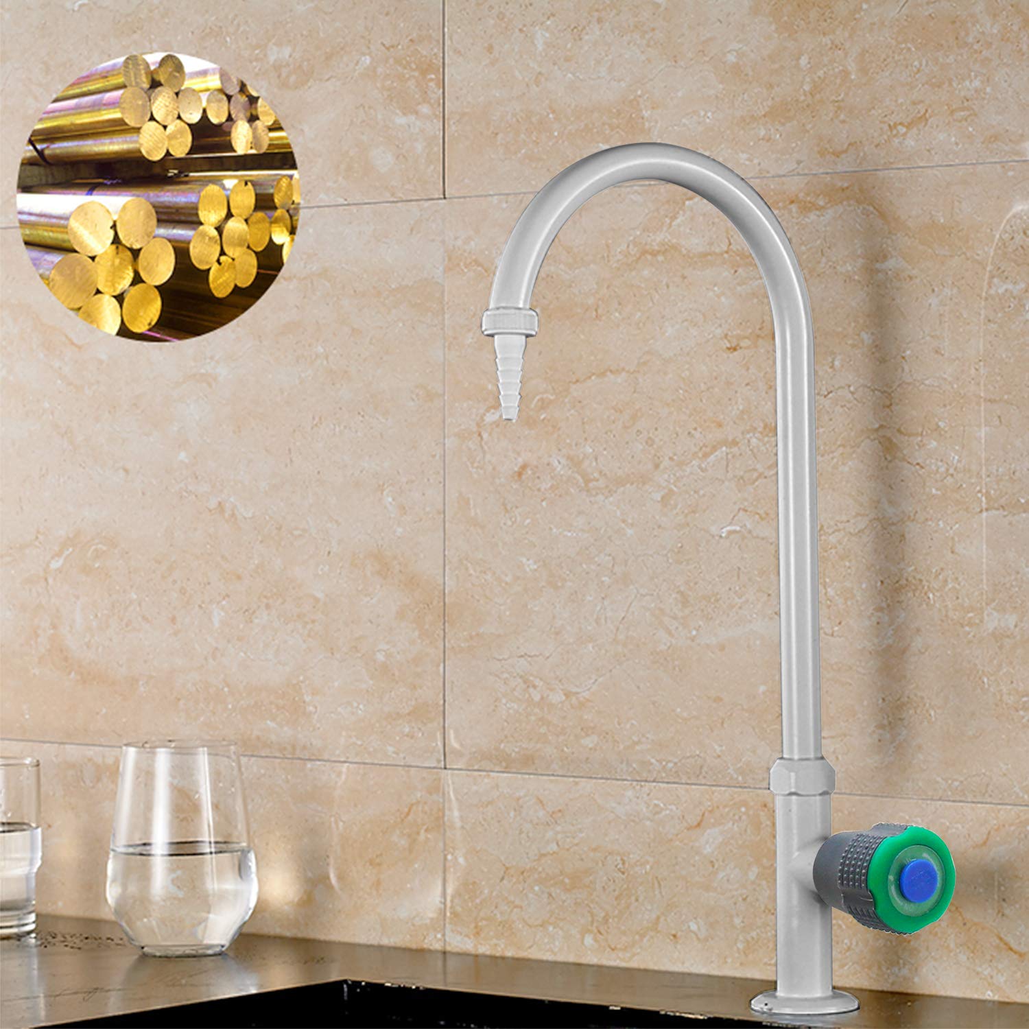 CGOLDENWALL Lab Faucet - Copper Single Nozzle Laboratory Sink Faucet for Science Labs, Hospitals & Schools (1112 Grey) - Durable & Corrosion-Resistant for Daily Lab Use