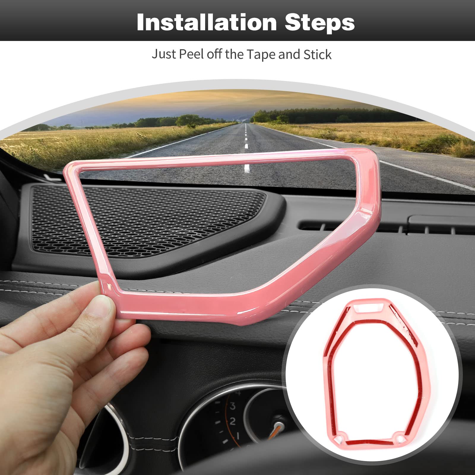 CheroCar A Pillar Speaker Trim Cover, Roof Speaker Audio Trim Cover & Trunk Speaker Cover Ring Kit - Interior Accessories for Jeep Wrangler JL JLU & Gladiator JT (2018-2022) - Pink - Perfect for Car Audio Upgrades & Off-Road Adventures