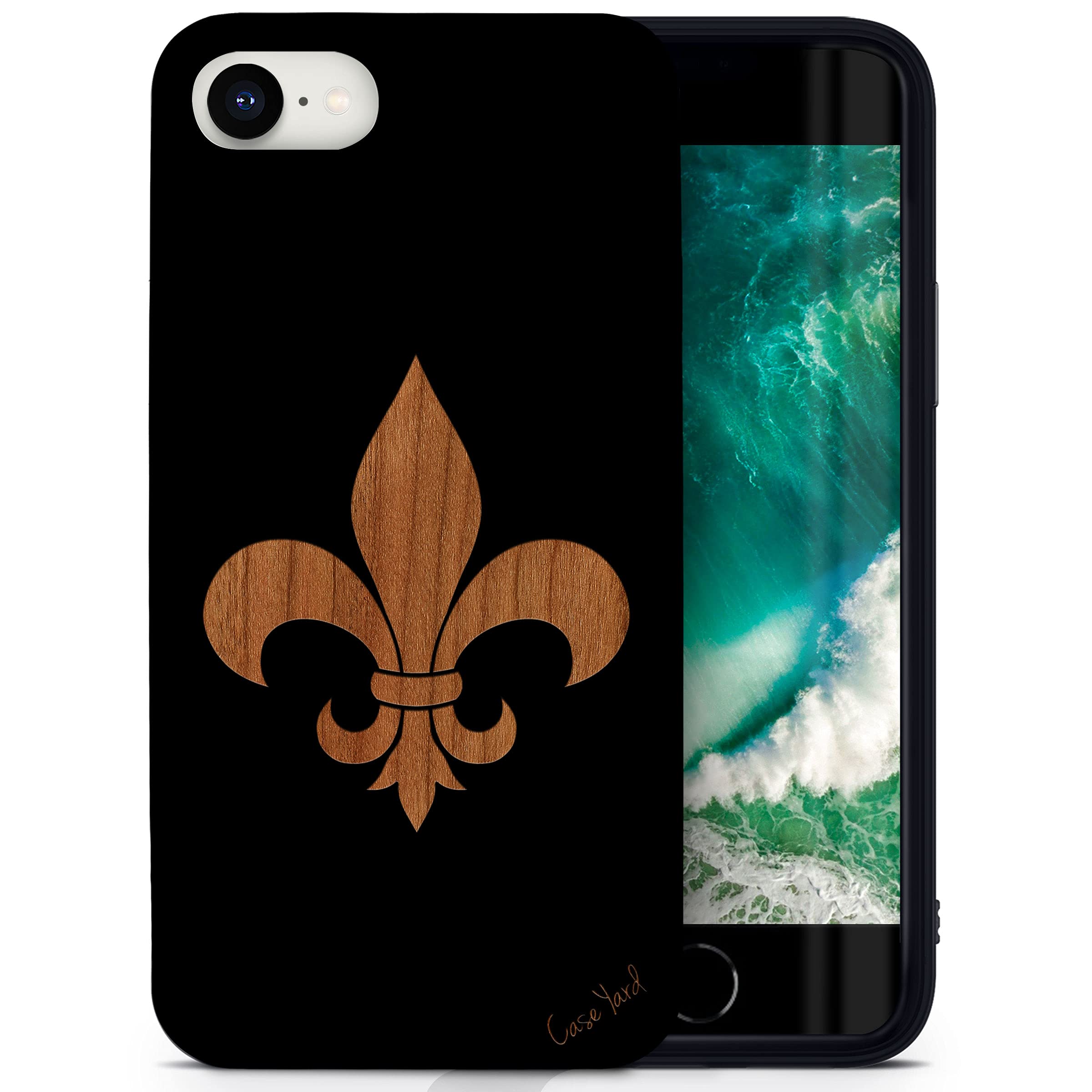 Wooden iPhone SE Case - Laser Engraved French Tip Design | Shockproof Slim Fit Protective Cover for Men & Women | Perfect for Everyday Use, Travel & Outdoor Activities