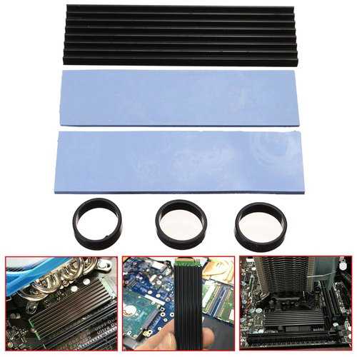 High-Performance Aluminum Cooling Heat Sink with Thermal Pad for SM961/960PRO M.2 NVMe SSD (2280) - Black | PC Gaming & Workstation Cooling Solution