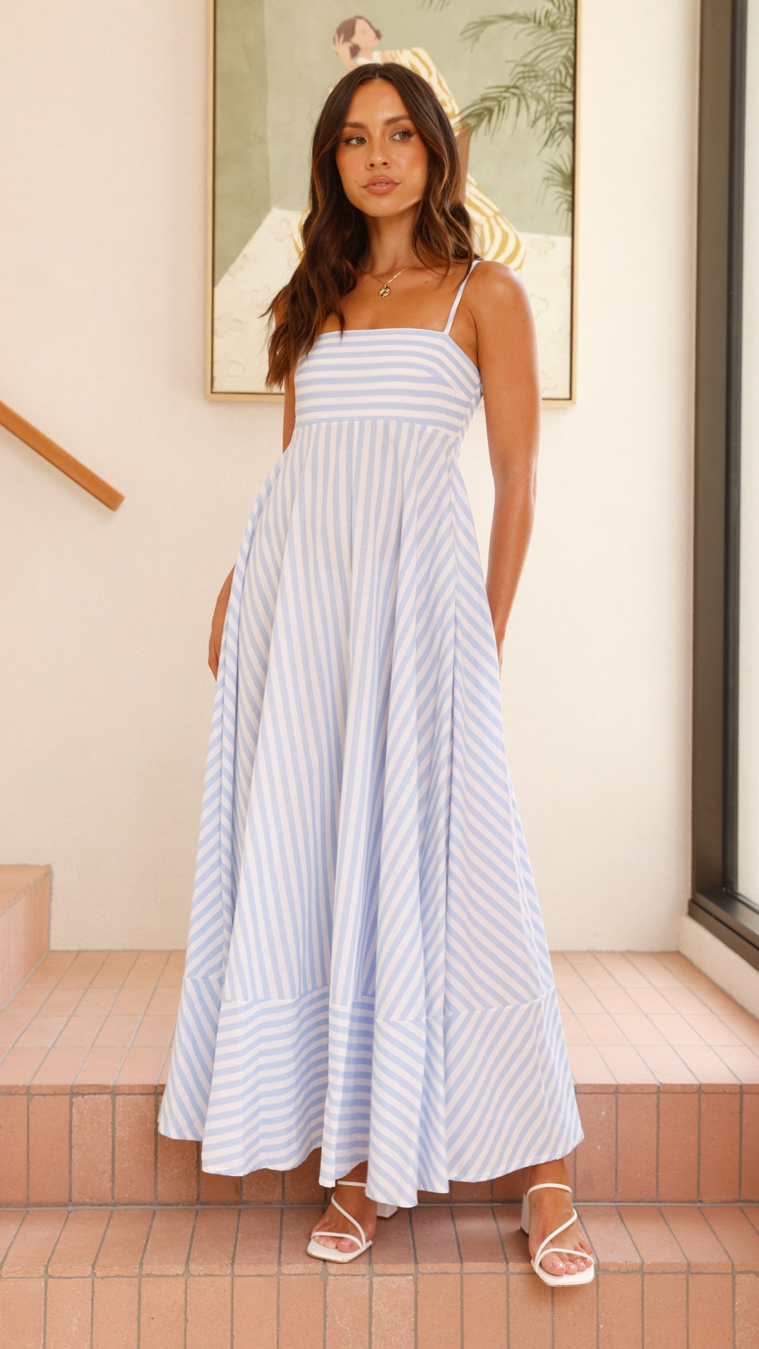 Kaethe Maxi Dress - Baby Blue Striped Summer Dress for Women | Beach Vacation, Wedding Guest, Casual Outfit