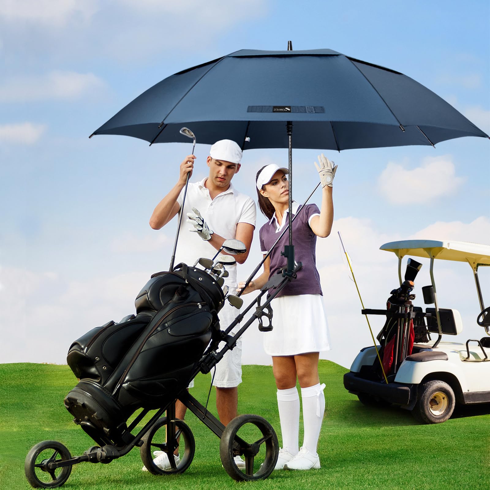 ZOMAKE 80 Inch Extra Large Windproof Golf Umbrella - Double Canopy Vented Design for Rain Protection, Manual Open Push Cart Umbrella for Men & Women | Perfect for Golfing, Outdoor Sports, Beach, and Everyday Use