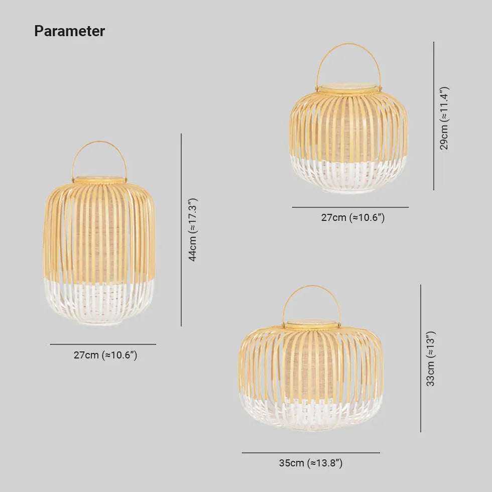 Rustic Bamboo Handle Lantern - Outdoor Floor Lamp for Patio, Garden & Backyard Decor | Weather-Resistant Lighting for Porch, Deck & Landscape Ambiance