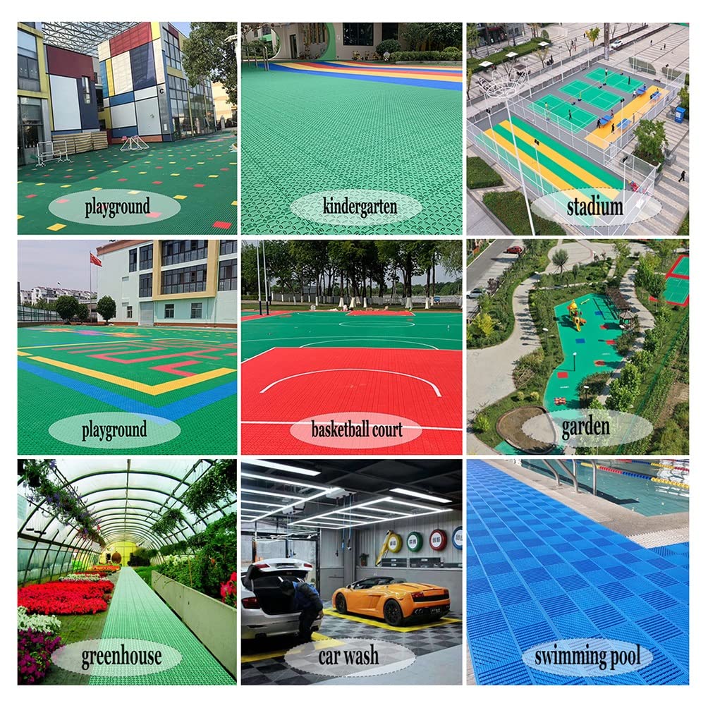 Interlocking Floor Tiles 25x25cm - Waterproof Modular Sports Mats for Basketball Court, Playground, Gym & School - Durable Kindergarten Flooring for Indoor/Outdoor Use - Perfect for Stadiums, Amusement Parks & Home Exercise Areas