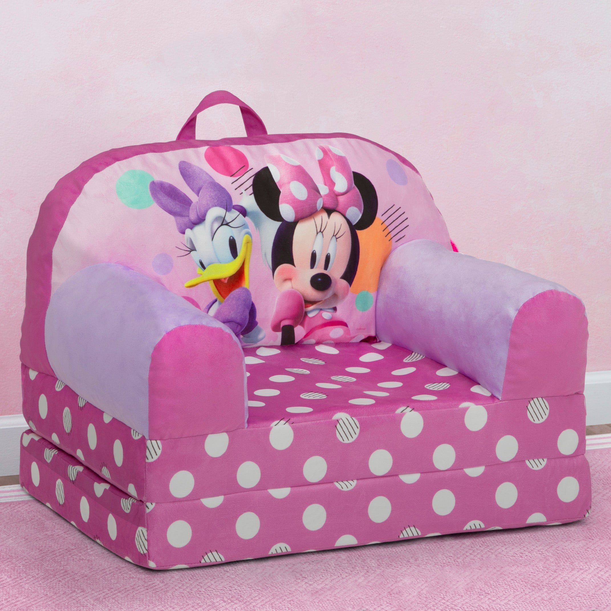 Minnie Mouse Cozee Buddy Flip Out Chair - Soft Plush Kids Lounge Chair for Bedroom & Playroom - Perfect for Reading, Relaxing, and Playtime
