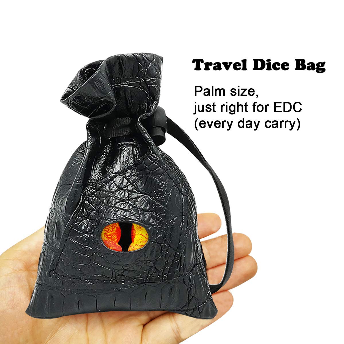 Haxtec Leather Dice Bag with Drawstring - DND Dice Pouch for Dungeons & Dragons, RPG Accessories & Coin Storage - Perfect for Tabletop Gaming & Gift Giving (Fire-Red Yellow Eye) - Patent D893867