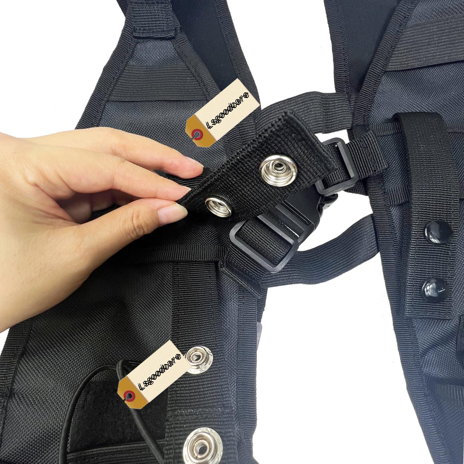 **Lsgoodcare Tactical Double Radio Shoulder Holster Vest - Compatible with Motorola, Kenwood & Midland 2-Way Radios - Rescue & Security Essentials (Black) - Ideal for Law Enforcement, Construction & Outdoor Adventures**