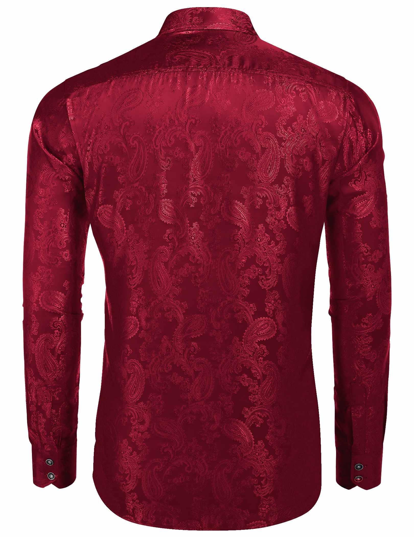 COOFANDY Men's Silk Satin Dress Shirt - Long Sleeve Floral Printed Button Down Shirt for Wedding, Party & Prom | Formal Occasions & Business Events