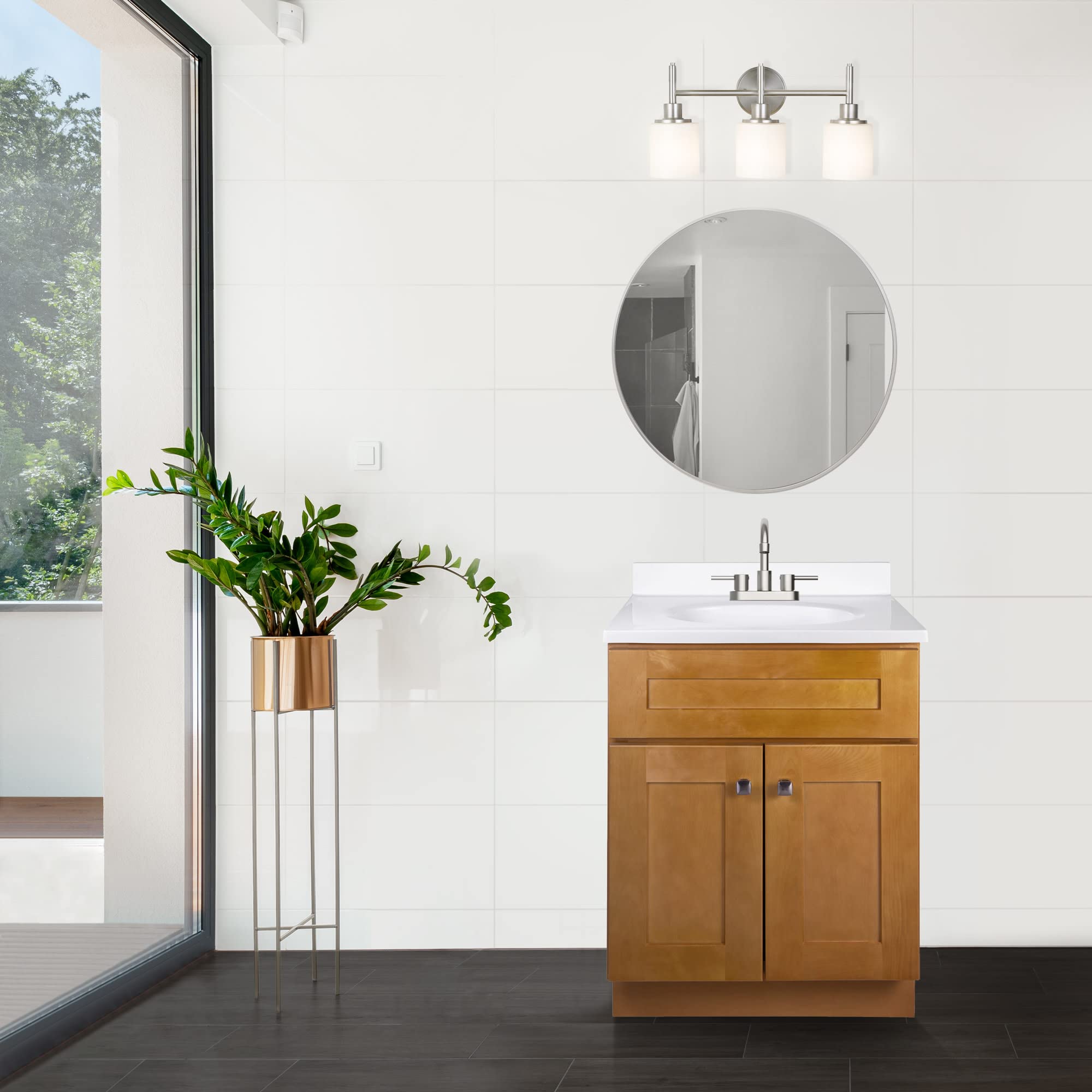 25 Inch Modern Bathroom Vanity Set with Countertop - Ready to Assemble Birch Wood Cabinet for Bathroom Remodel | Perfect for Small Spaces & Powder Rooms