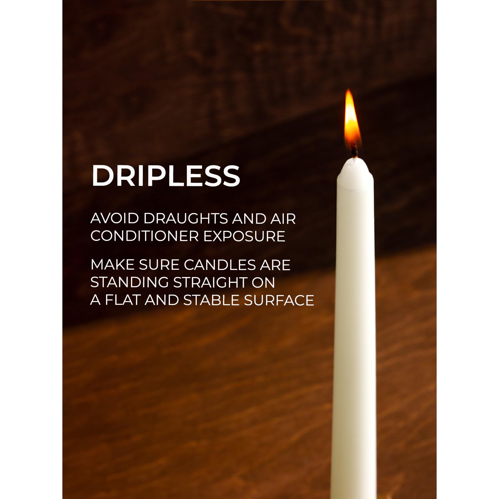 Ivory Taper Candles 12 Inch - Set of 12 Dripless Dinner Candles for Romantic Dining