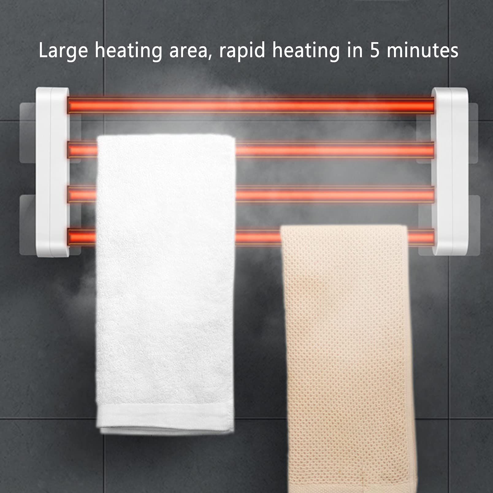 Premium Electric Towel Warmer for Bathroom - Wall Mounted Foldable Heated Drying Rack with Built-in Timer, 4 Aluminum Bars, 90° Adjustable (21.6x8.2in) - Perfect for Spa, Luxury Hotels & Cozy Home Bathrooms