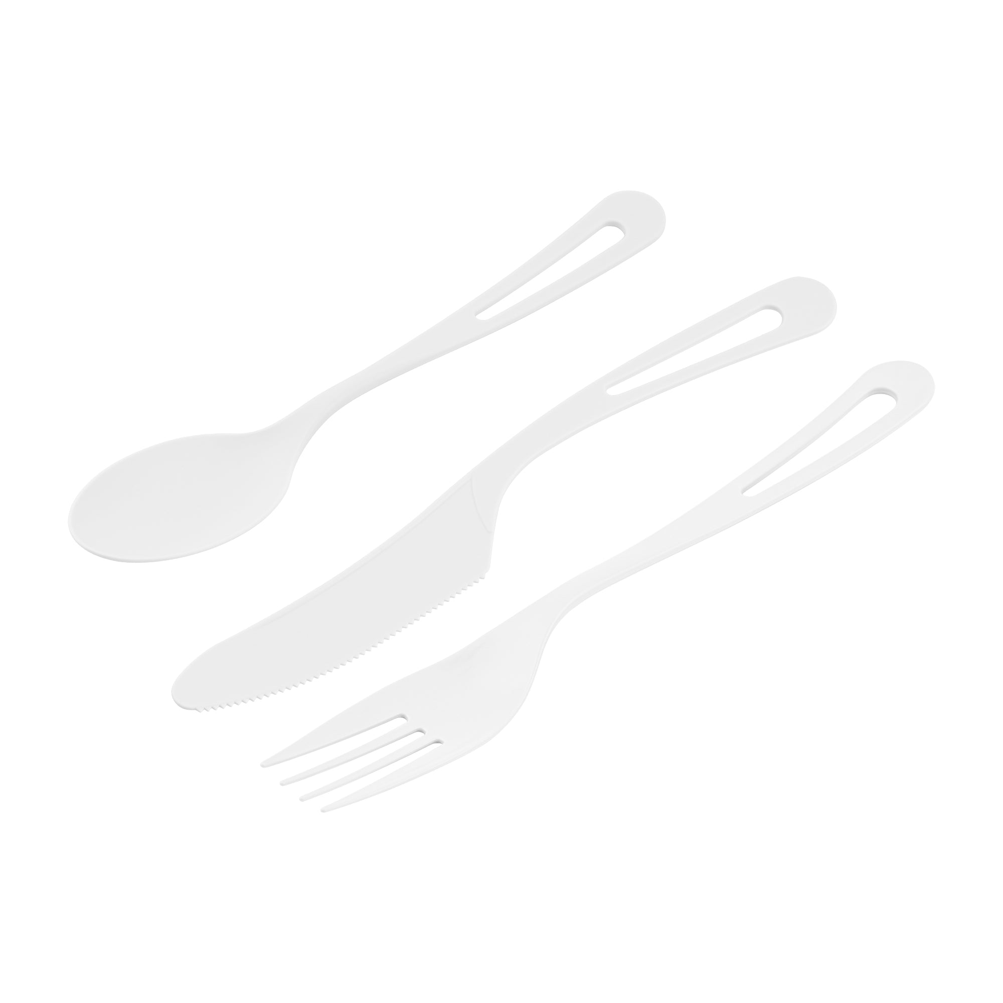 Eco-Friendly Compostable CPLA Plastic Cutlery Set - 100-Piece White Utensils with Heat-Resistant Wrapper (7.5