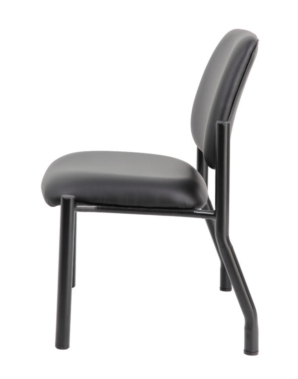 Boss Mid Back Armless Guest Chair with 400 lb Capacity - Antimicrobial Vinyl Office Chair (Model B9595AM BK 400) - Perfect for Reception Areas, Waiting Rooms & Conference Rooms