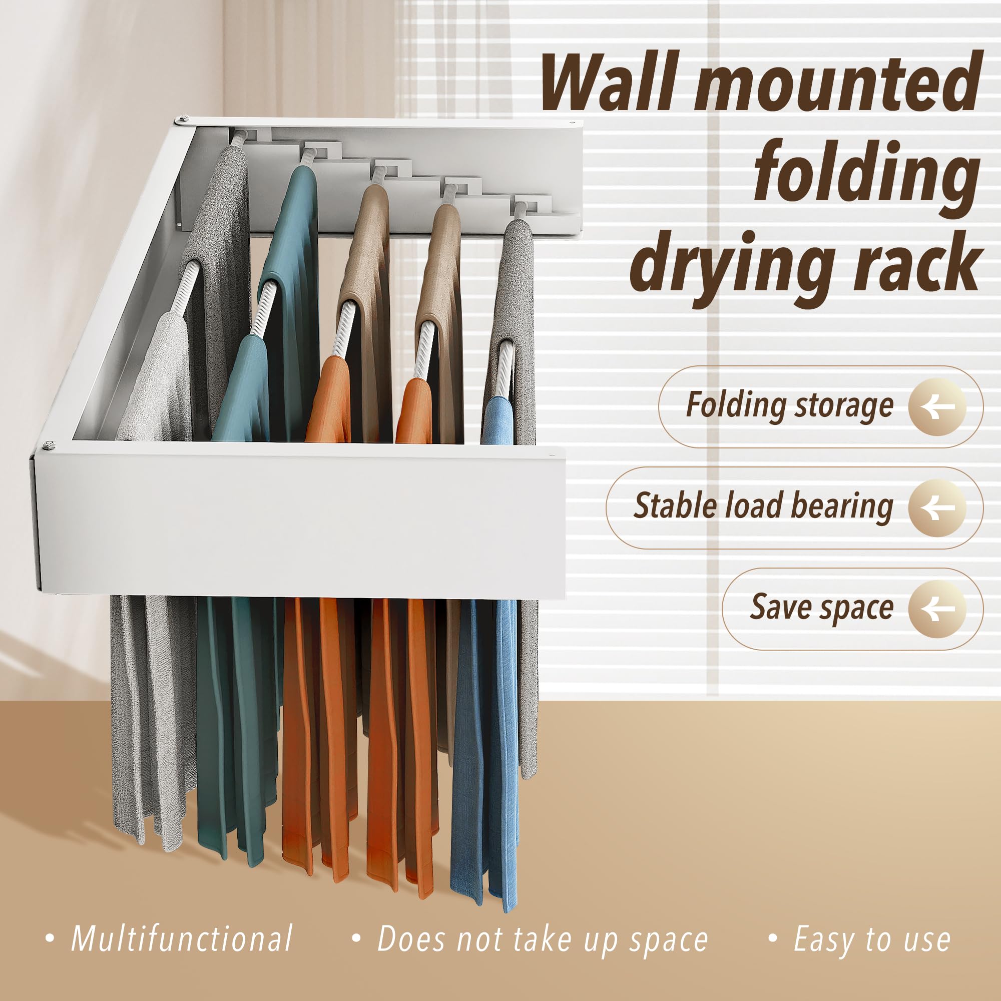 Wall Mounted Retractable Laundry Drying Rack - 31.5
