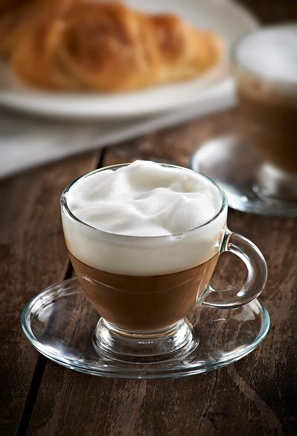 Premium Clear Glass Espresso Cups Set - 3.2 oz Demitasse with Saucers & Stainless Steel Spoons (6-Piece) - Perfect for Italian Coffee, After-Dinner Drinks & Elegant Entertaining