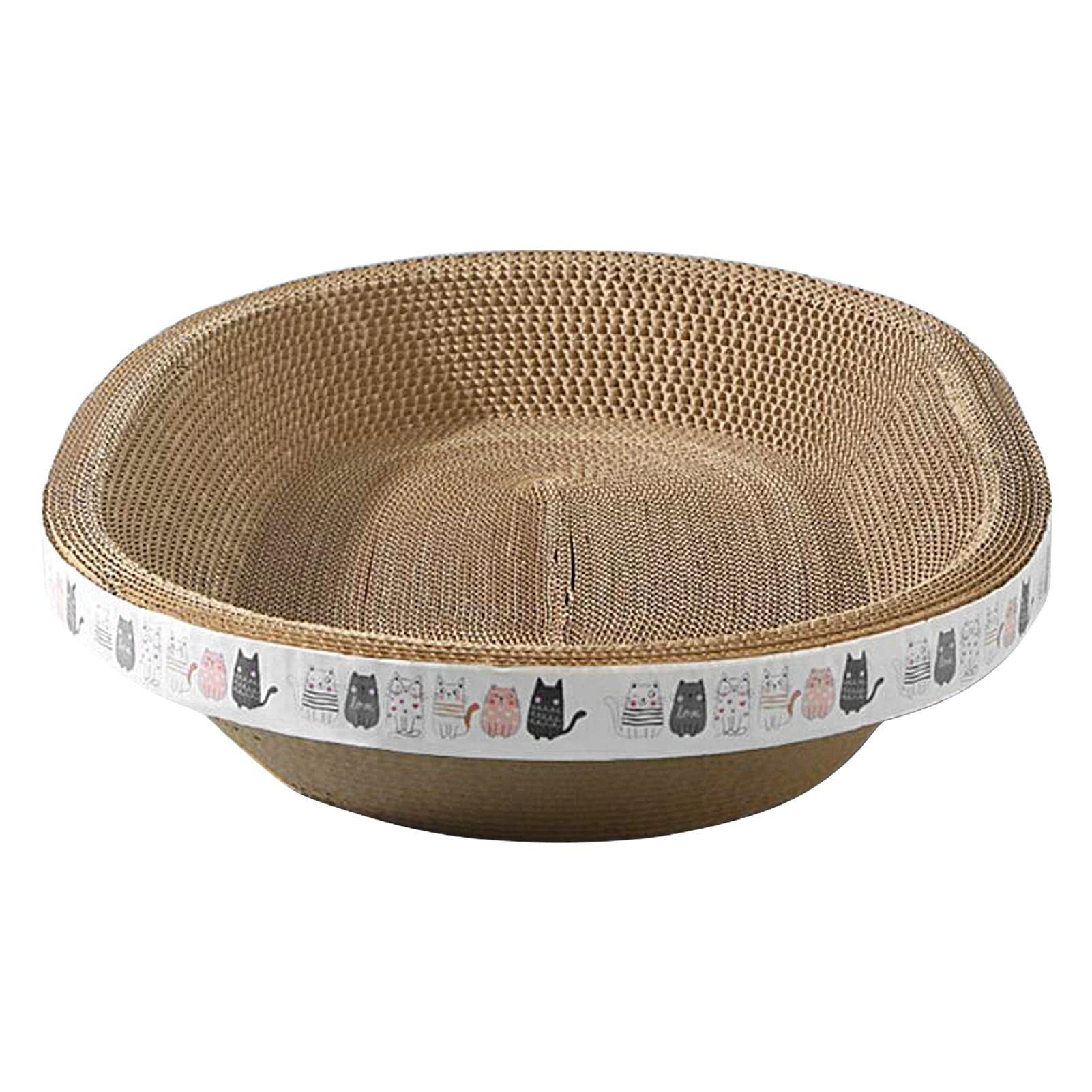 Premium Cat Scratcher Bed - Durable Oval Corrugated Cardboard Scratching Lounge for Cats | Reversible Furniture Protector for Couch & Floor | Eco-Friendly Pet Scratching Pad for Play & Relaxation