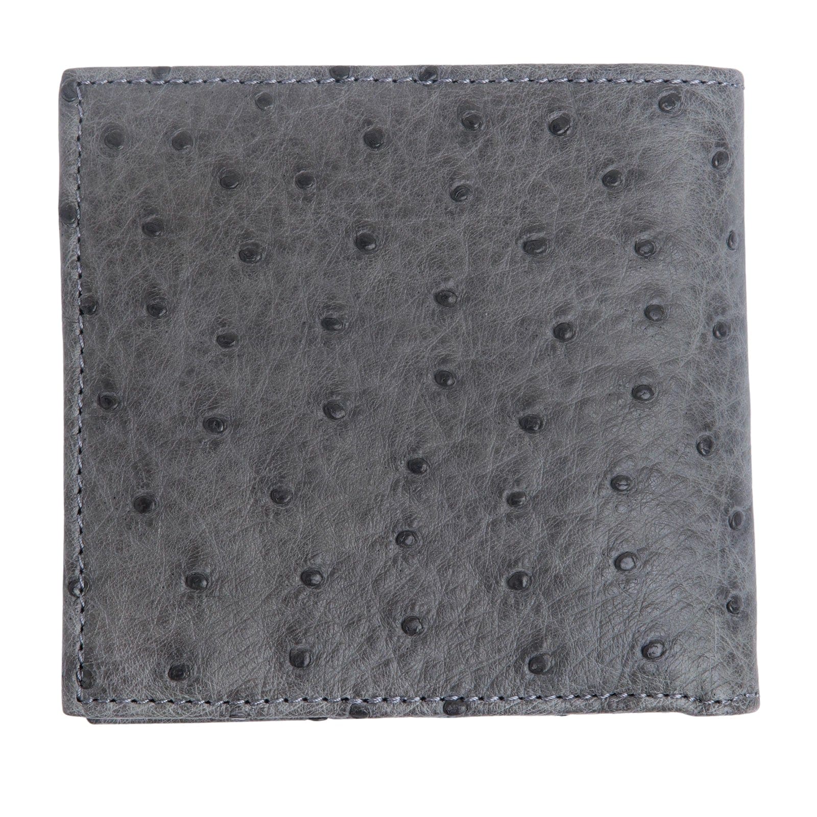 Genuine Ostrich Skin Leather Wallet for Men - Premium Grey Luxury Bifold Wallet - Perfect for Everyday Use, Business & Travel
