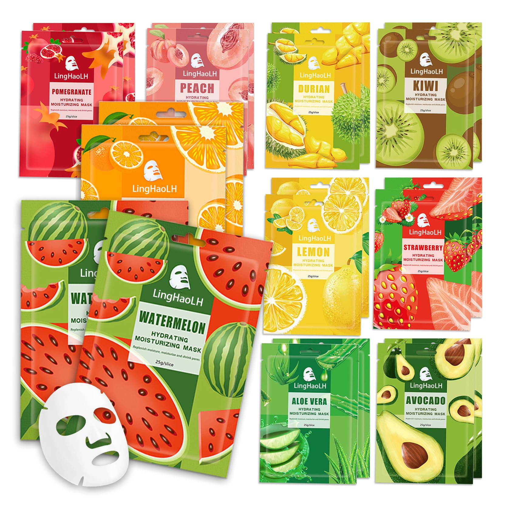 20-Pack Hydrating Face Masks for All Skin Types - Daily Skincare Routine