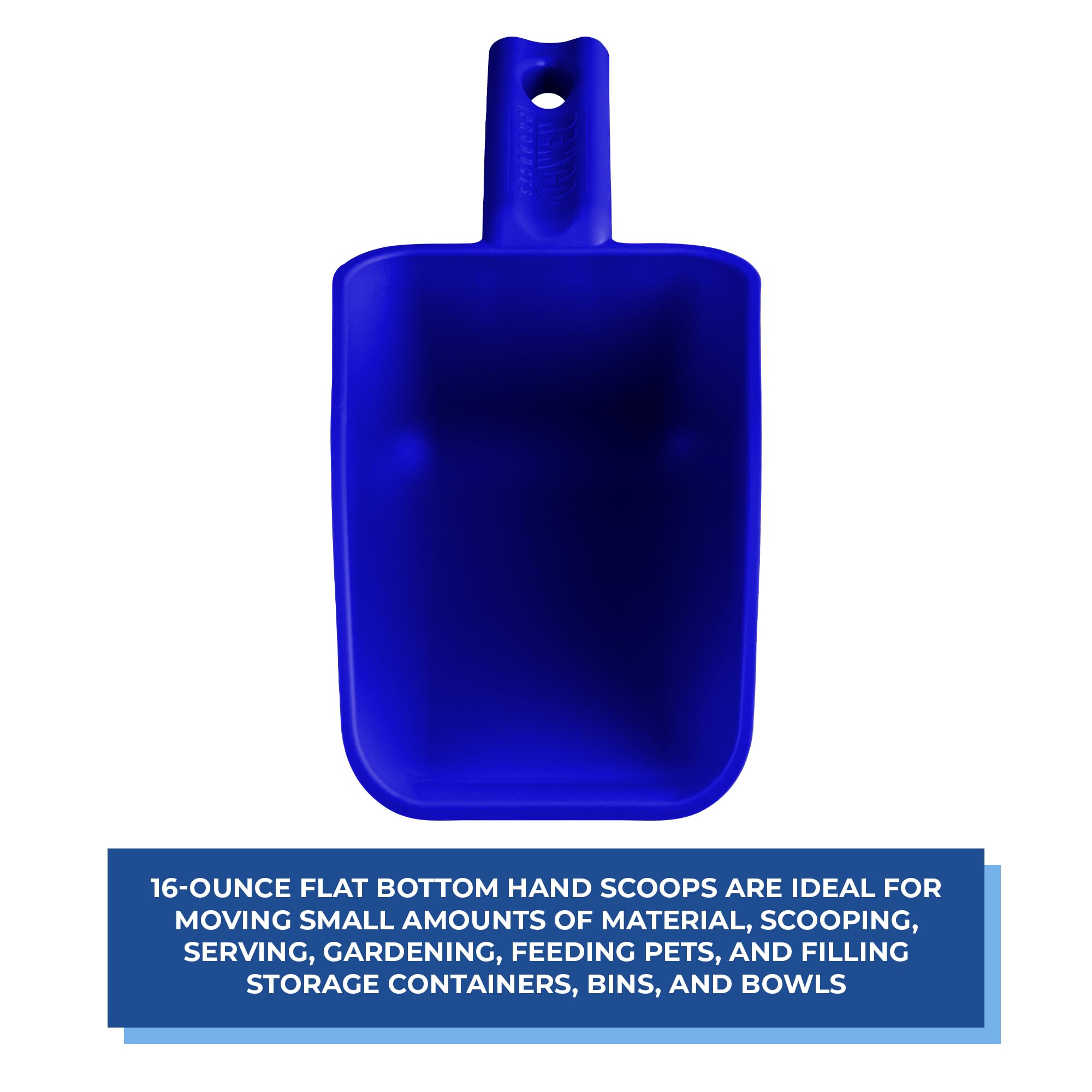 Vikan Remco 63003 BPA-Free 16 oz Blue Plastic Hand Scoop - Food Safe Kitchen Utensil for Restaurants, Catering & Home Use - Ideal for Measuring Flour, Sugar, Coffee & Bulk Foods