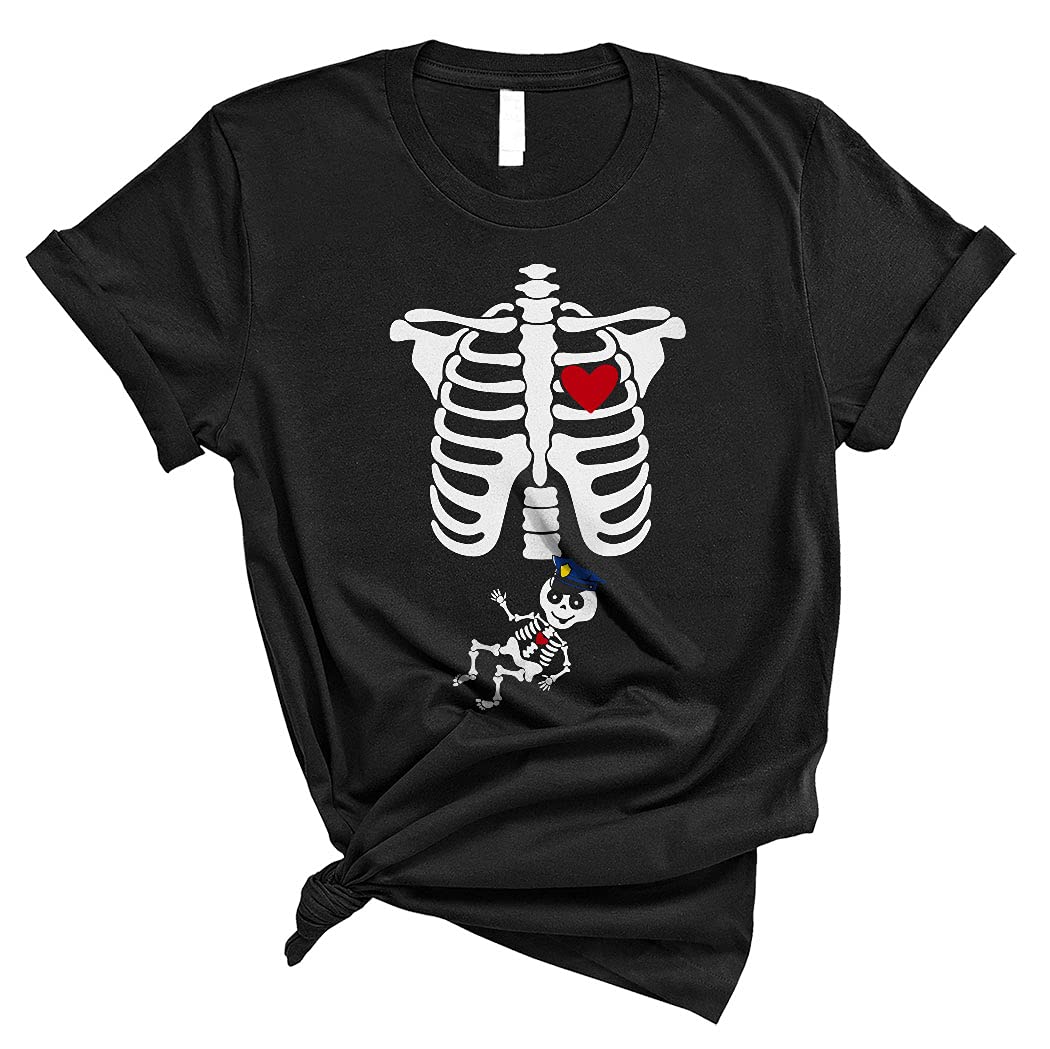 Funny Halloween Pregnancy Shirt - X-Ray Skeleton Police Design for Maternity Announcement - Unisex T-Shirt for Halloween Parties & Pregnancy Reveals