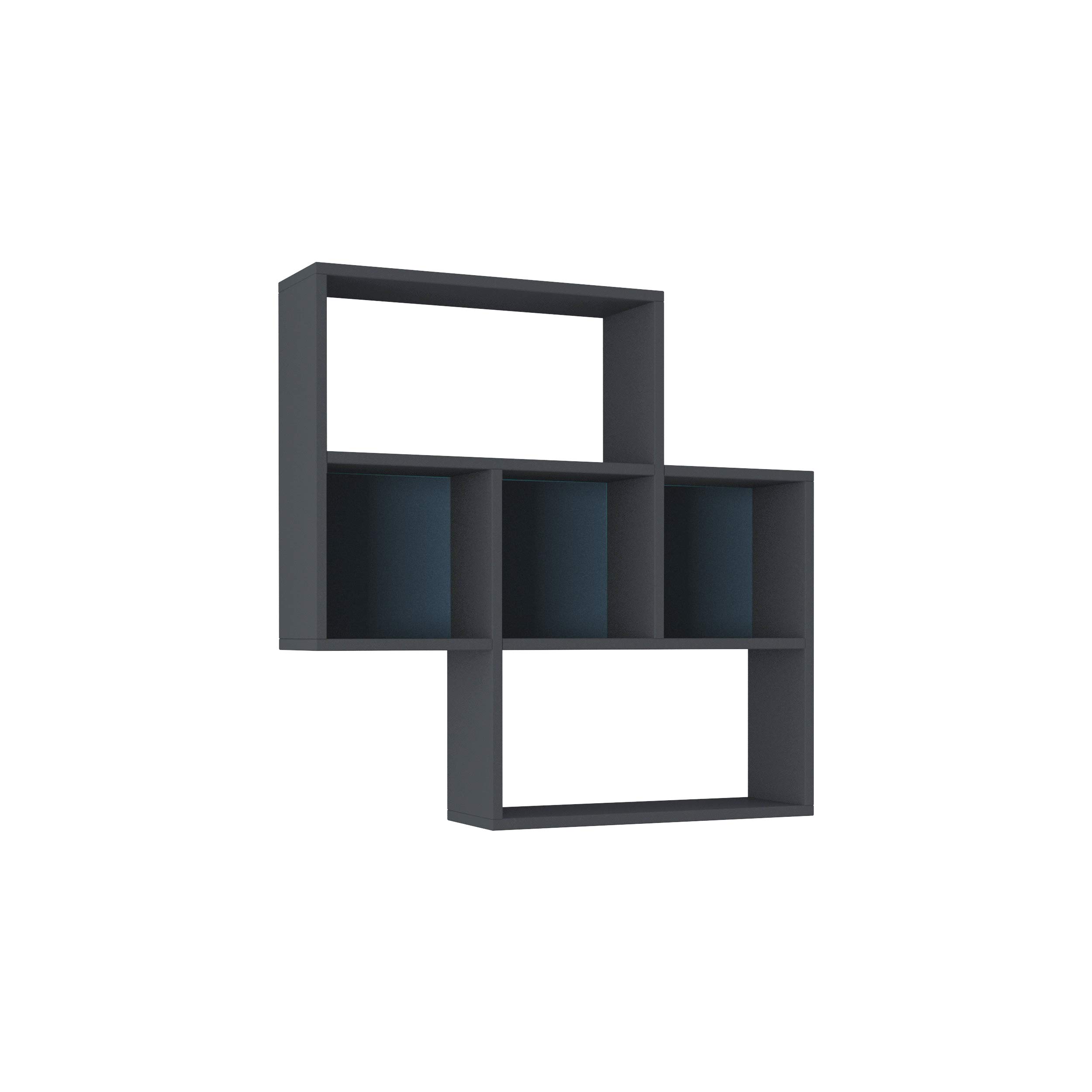 Modern Wall Shelf - Anthracite & Turquoise, 33.46