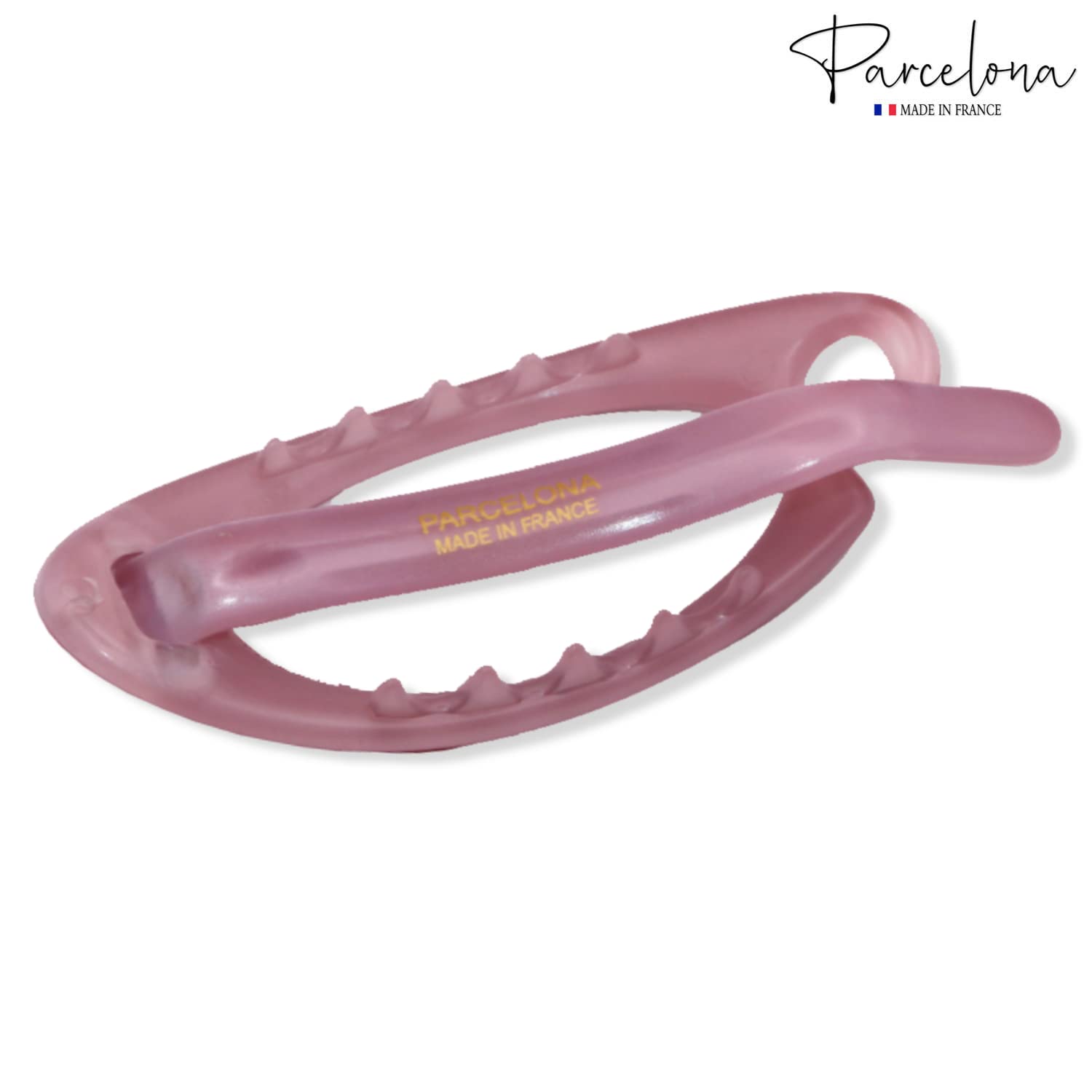French Plain Oval Small Celluloid Hair Barrette Clips - Metal Free Women's Hair Accessories Made in France (Light Pink, 3.25 Inch) - Perfect for Weddings, Parties & Everyday Elegant Hairstyles