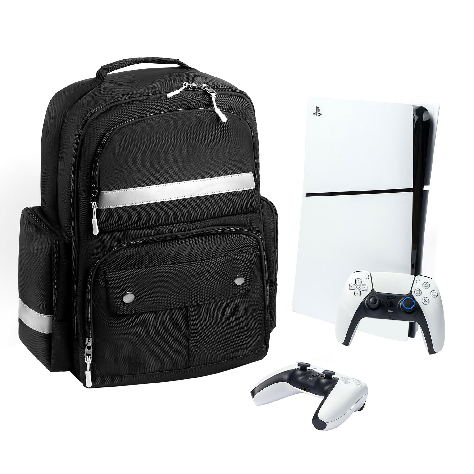 Ezgnuk Slim PS5 Backpack - Protective Travel Carrying Case for PlayStation 5 Slim Console, Laptop, Headphones & Game Accessories | Large Capacity Gaming Backpack for Travel, Commuting & Outdoor Use