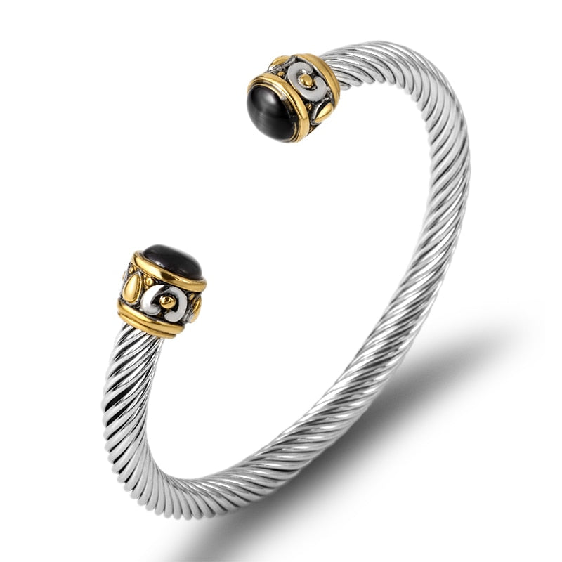 Twisted Cable Wire Bangle Cuff Bracelets for Women - Fashion Jewelry for Casual & Formal Wear - Perfect for Office, Party & Everyday Accessories