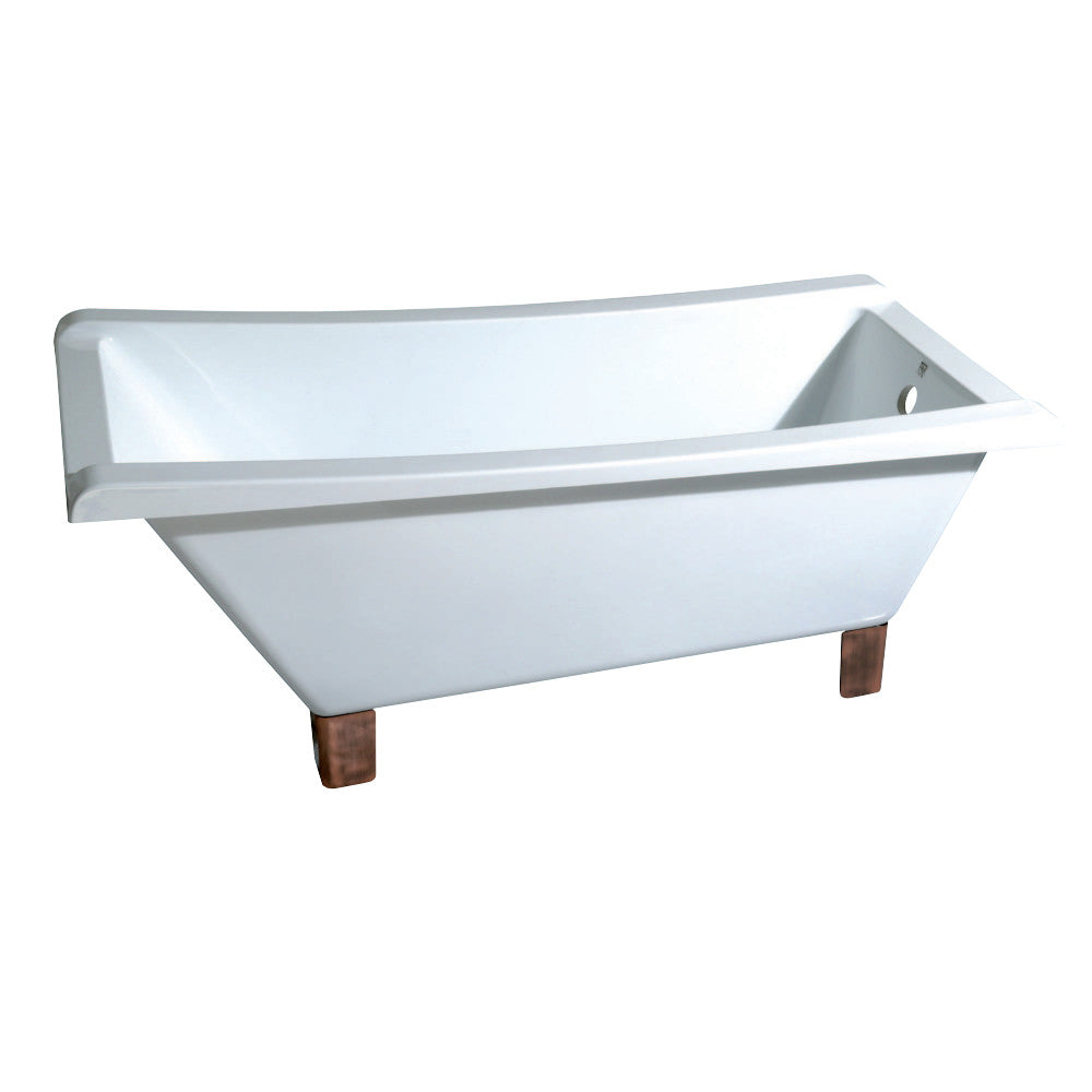 Aqua Eden 67 Inch Acrylic Clawfoot Bathtub - Freestanding Slipper Tub for Bathroom, White with Oil Rubbed Bronze Feet, No Faucet Drillings - Perfect for Vintage Style Bathrooms & Spa Relaxation