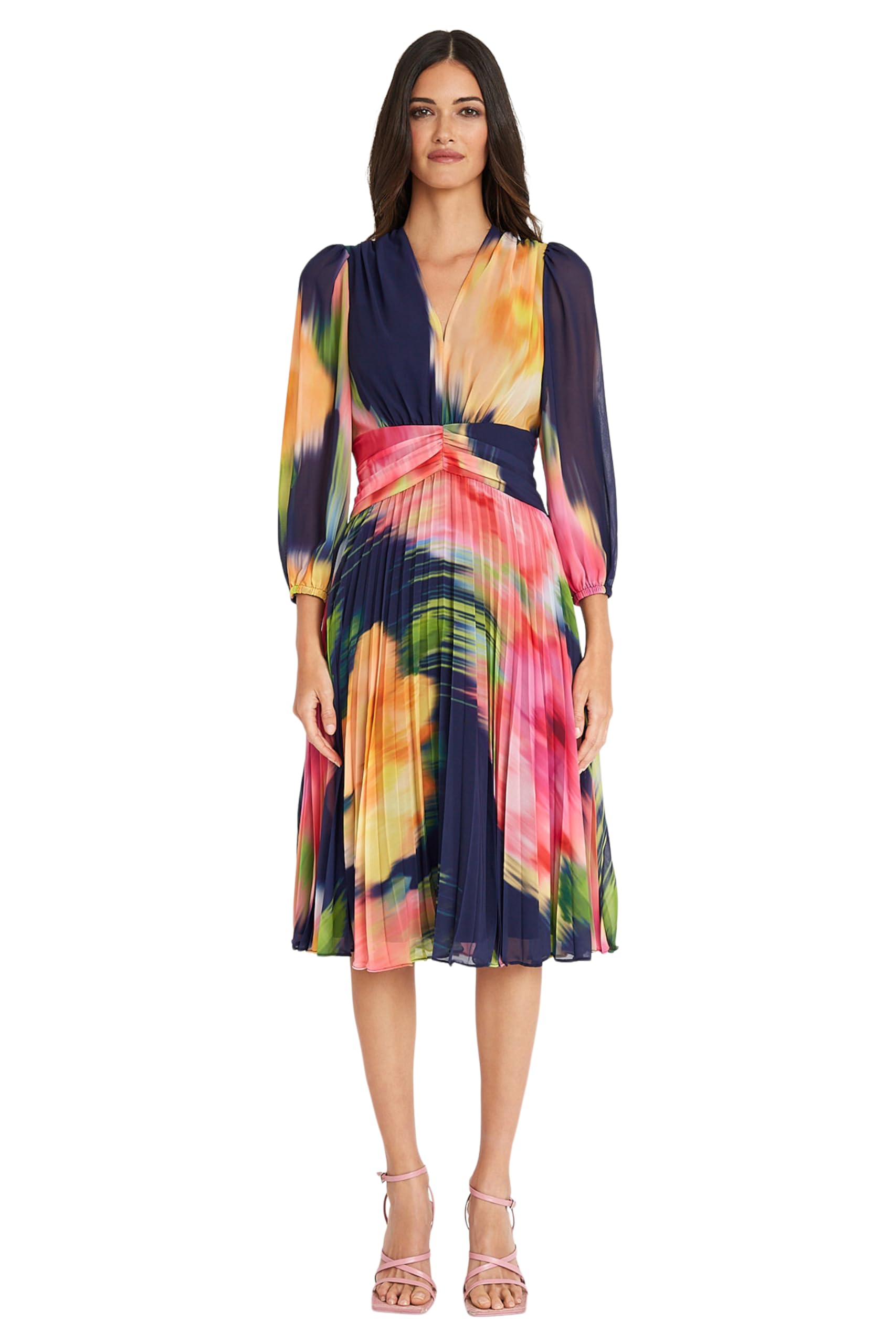 Maggy London Women's Long Sleeve Chiffon Empire Waist Dress - Semi Formal Wedding Guest Dress for Women | Perfect for Weddings, Cocktail Parties & Special Occasions