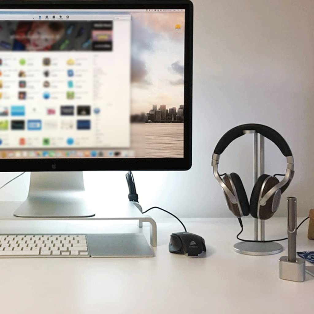 Premium Aluminum Alloy Headphone Stand - Durable Gaming Headset Holder & Vertical Earphone Display Stand for Desk (Silver, 10.9 x 3.9 inches) - Perfect for Gaming Setups, Home Office & Studio Organization