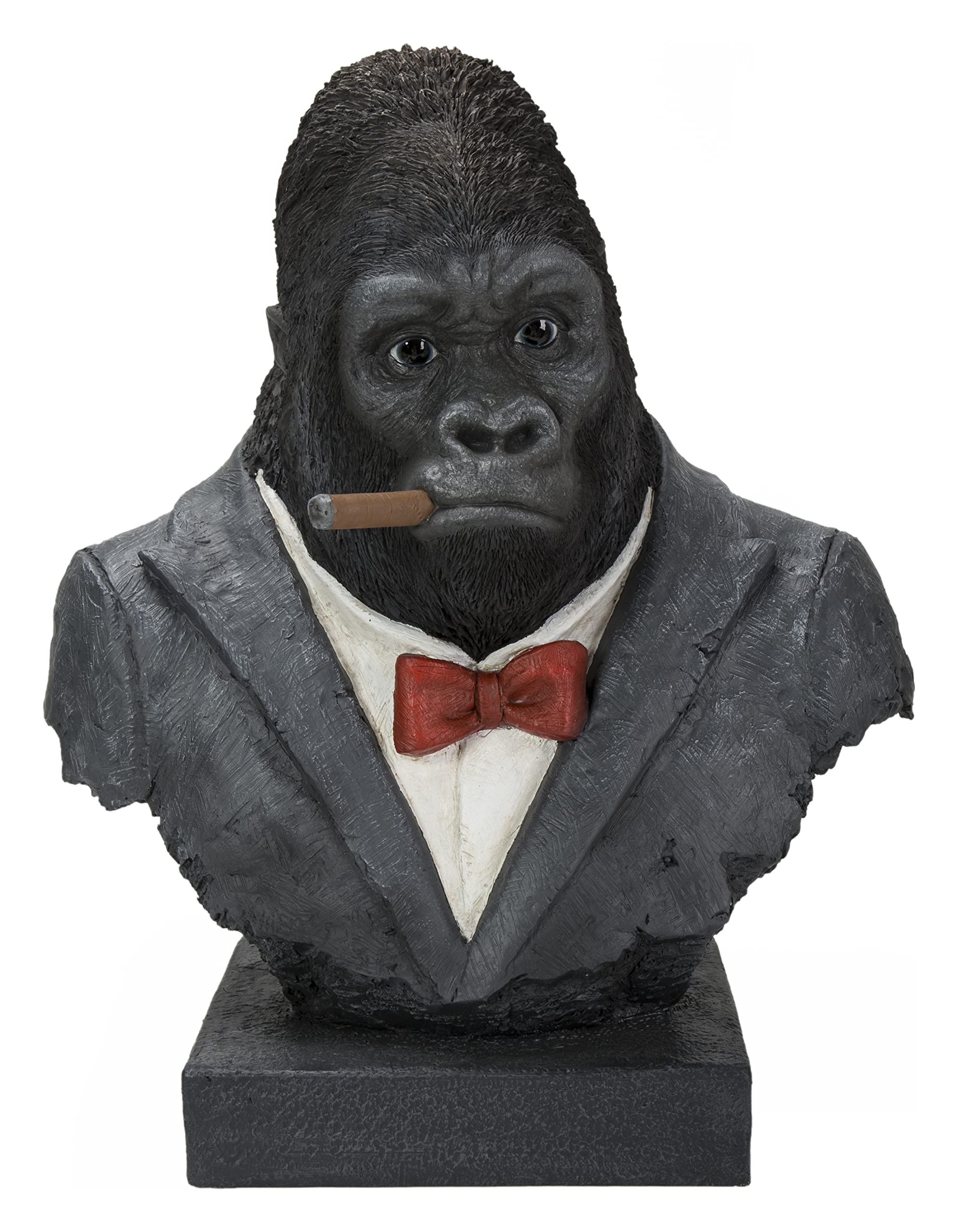 Stylish Gorilla Head with Tuxedo Statue - Unique Home Decor & Funny Gift for Men - Perfect for Office Desk, Man Cave, or Bachelor Party Decorations