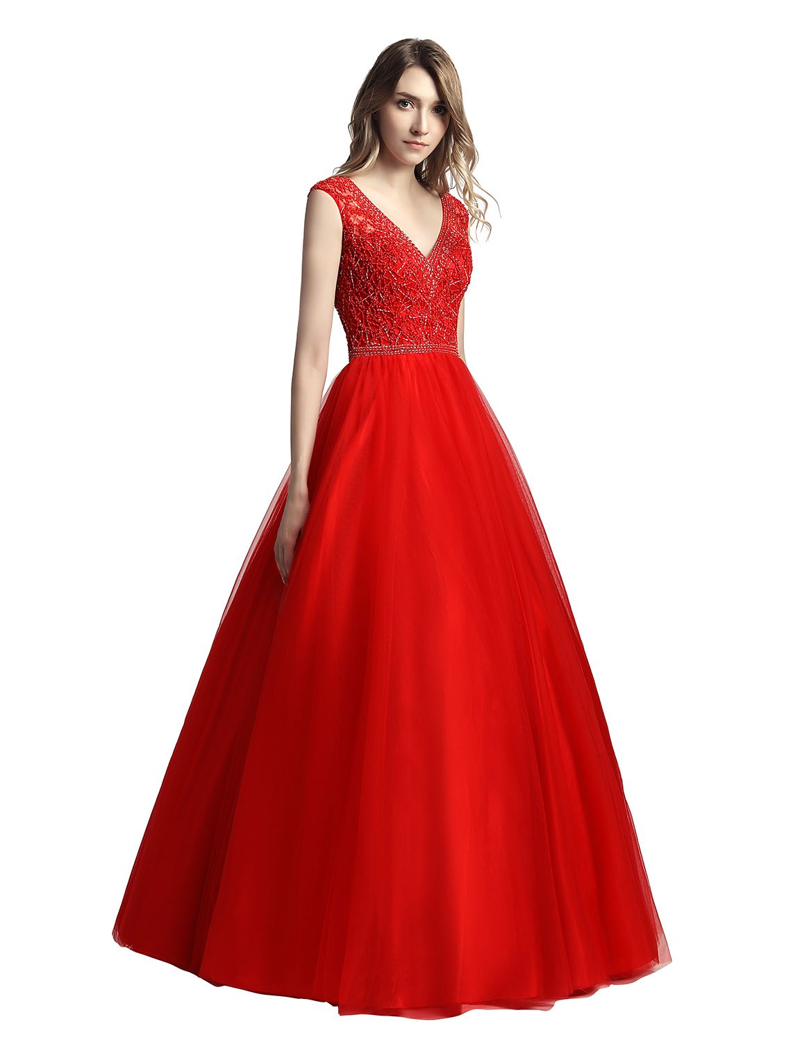 Sarahbridal Women's Elegant Beaded Long Prom Evening Dresses 2022 | Wedding Party Ball Gowns for Formal Events, Homecoming, Quinceañera & Special Occasions