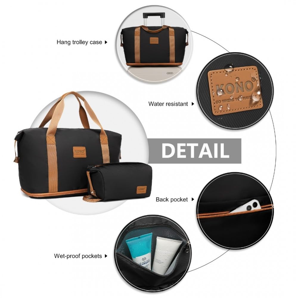 Kono 5-Piece Expandable ABS Hard Shell Luggage Set with Travel Duffel Bag - 28