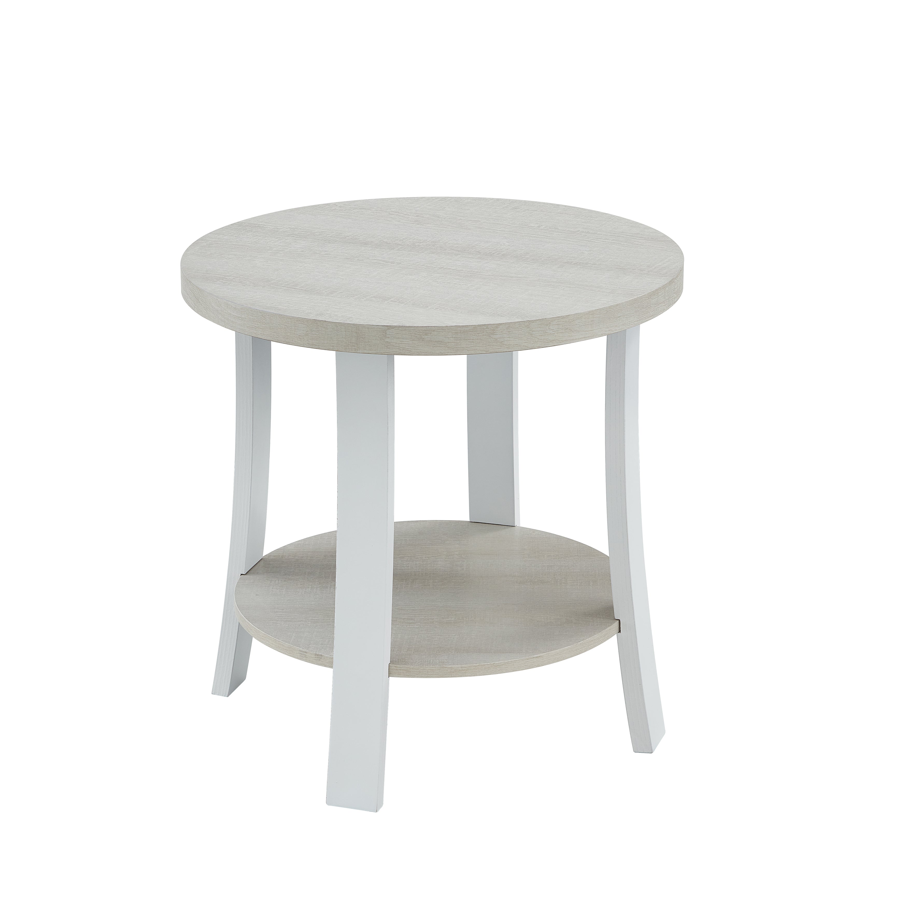 Roundhill Furniture Anze Contemporary Round Wood Shelf End Table - Modern Side Table for Living Room, Bedroom & Office - Perfect for Displaying Decor, Books & Plants