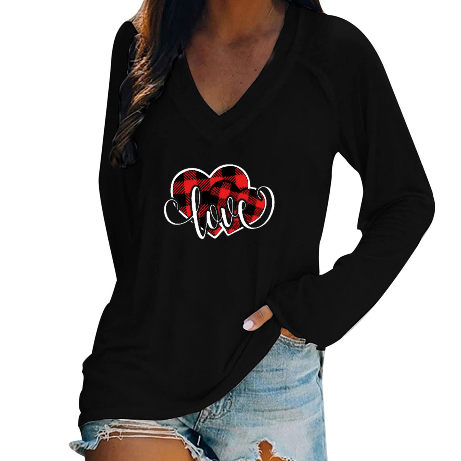 Women's Casual V-Neck Long Sleeve Printed Tunic Tops - Fashion Blouse for Everyday Wear, Work & Weekend Outfits