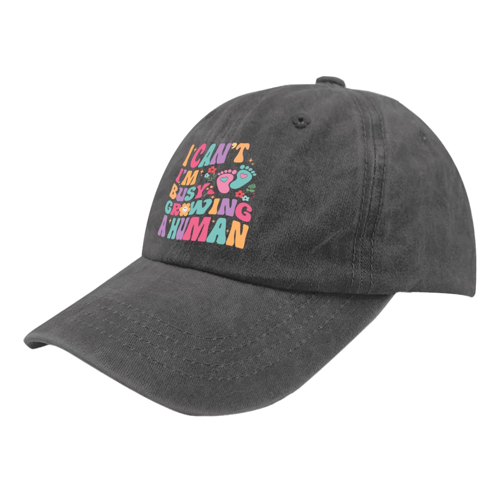 Funny Pregnancy Hat - 'I Can't I'm Busy Growing A Human' Golf & Fishing Cap - Pigment Black Workout Hat for Women - Perfect Maternity Gift for Expecting Moms, Golfers & Outdoor Activities