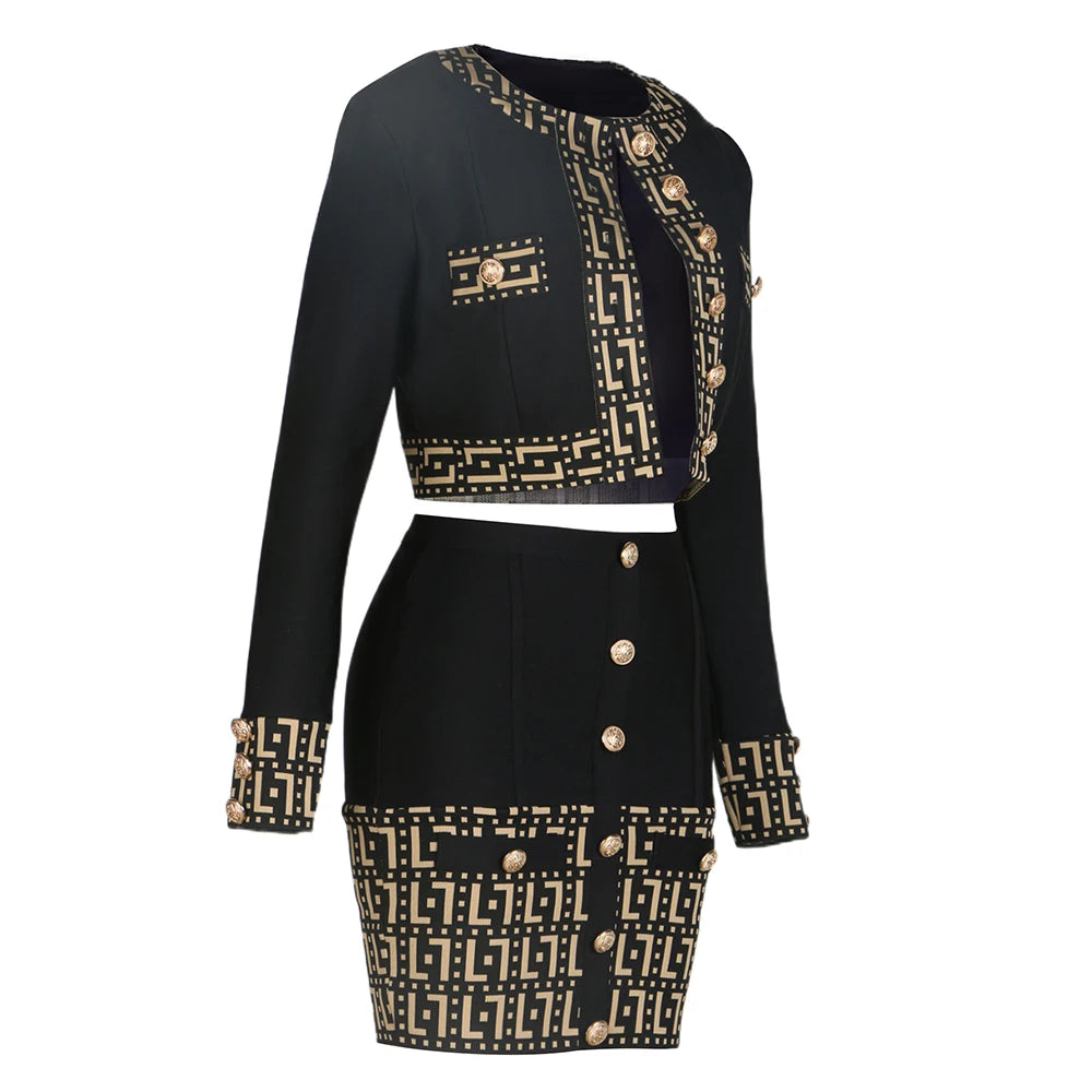 2024 New Spring Women's Long Sleeve Button Up Sexy Bodycon Mini Dress & Skirt Set - Bandage High Street Party Outfit for Night Out, Date Night, and Club Wear