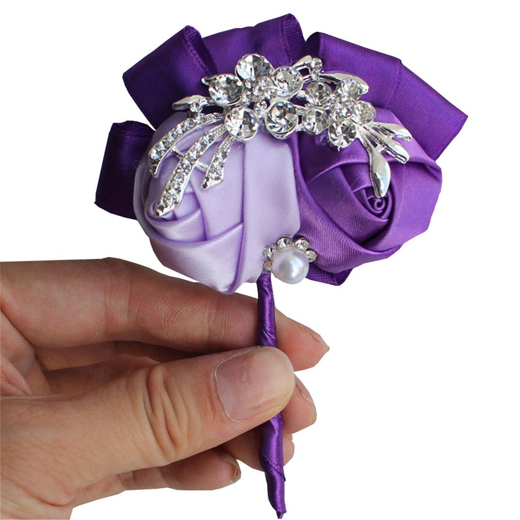 Elegant Wedding Groom Boutonniere - Crystal Rhinestone Rose Corsage for Men | Perfect for Tuxedo Lapel, Prom, Formal Events & Bridal Party Accessories