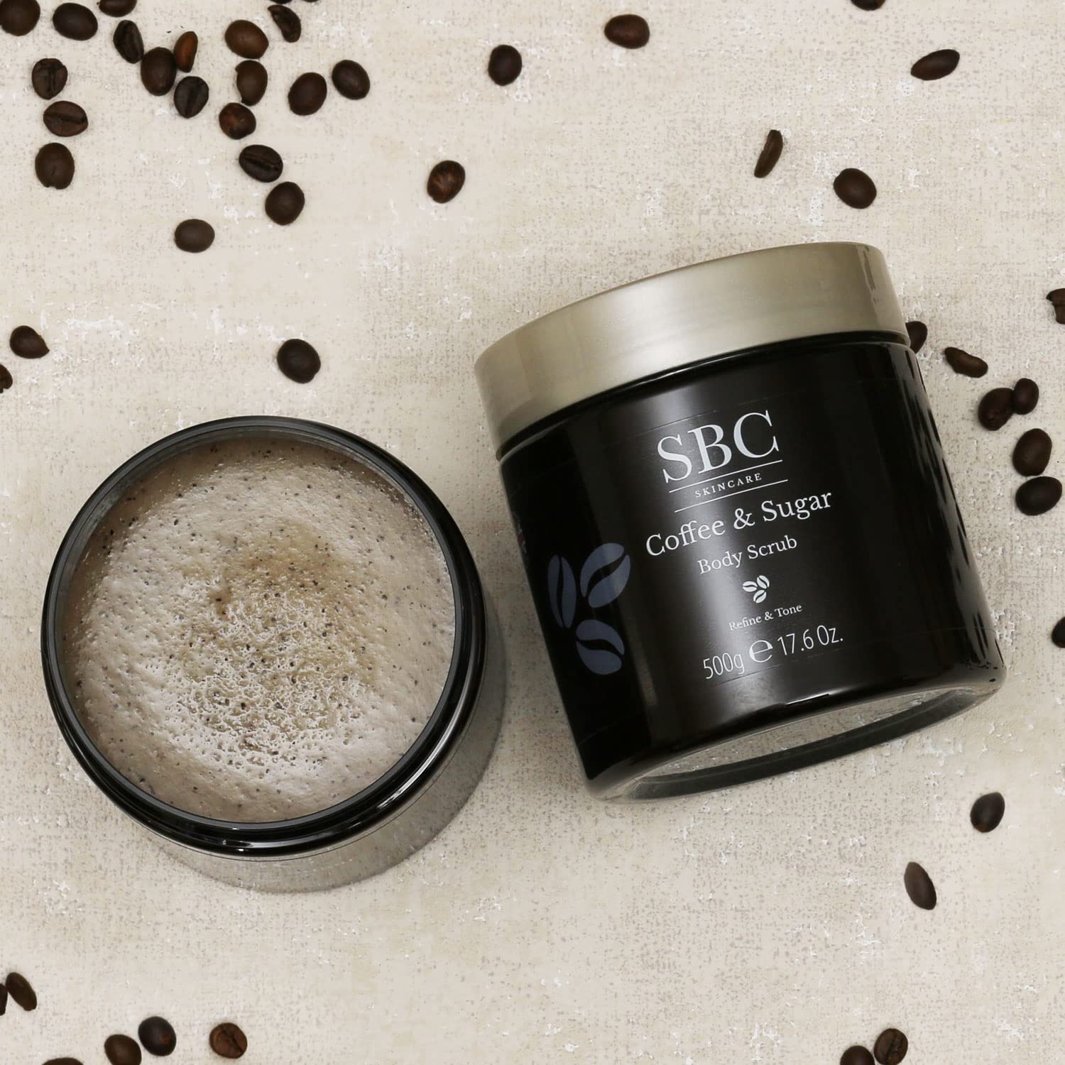 Organic Coffee & Sugar Body Scrub 500g - Exfoliating & Moisturizing Skincare for Smooth Soft Skin - Perfect for Dry Skin Care & Spa Treatment at Home