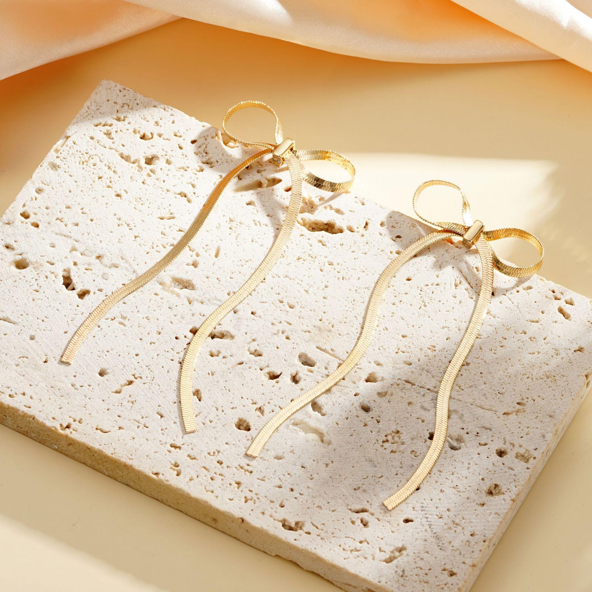 Elegant Silver & Gold Bow Earrings for Women - Stainless Steel Dangle Tassel Jewelry | Perfect for Parties, Weddings & Everyday Wear