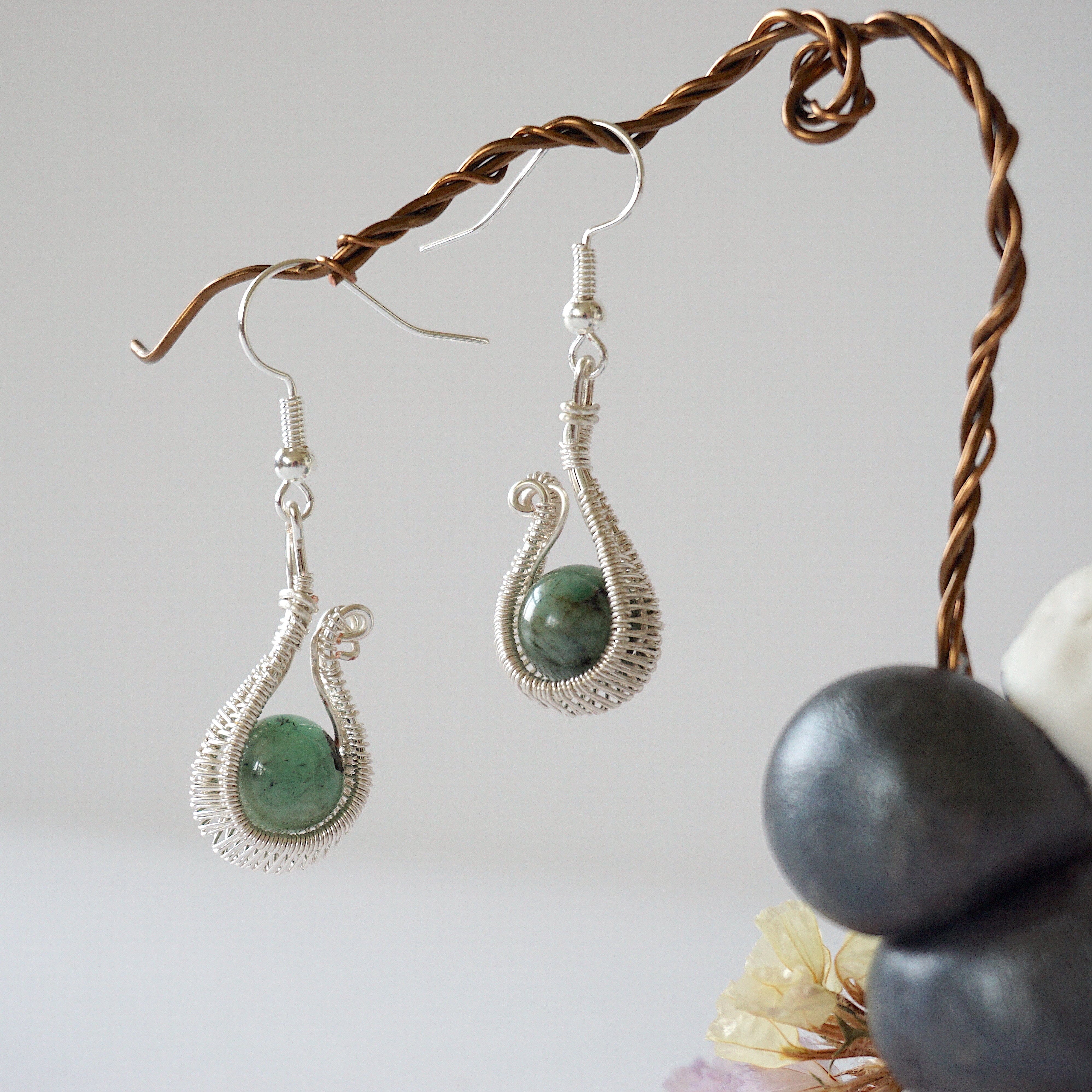Emerald Cradle Hoop Earrings - Sterling Silver Plated Dangle Earrings for Women, Elegant Jewelry Gift for Birthday, Anniversary & Special Occasions