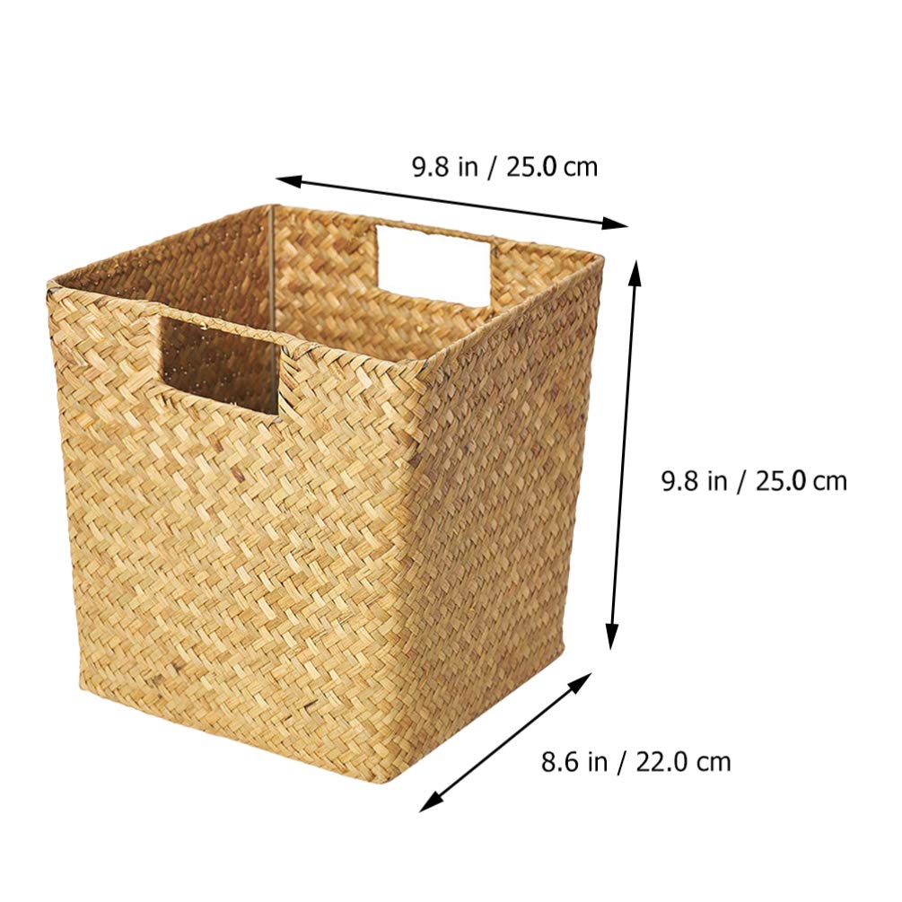 Hemoton Rattan Storage Basket - 1PC Multifunctional Woven Seagrass Organizer for Fruits, Flowers, Toys & Desk Topper | Perfect for Home, Office, Nursery & Gift Giving