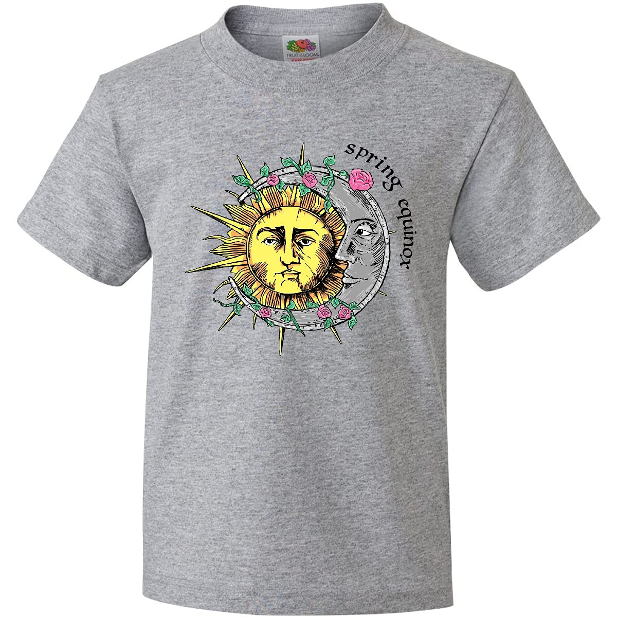 Inktastic 1st Day of Spring Sun and Moon Equinox Graphic T-Shirt for Youth | Cute Spring Tee for Kids & Teens | Perfect for Spring Break, Easter, and Seasonal Celebrations