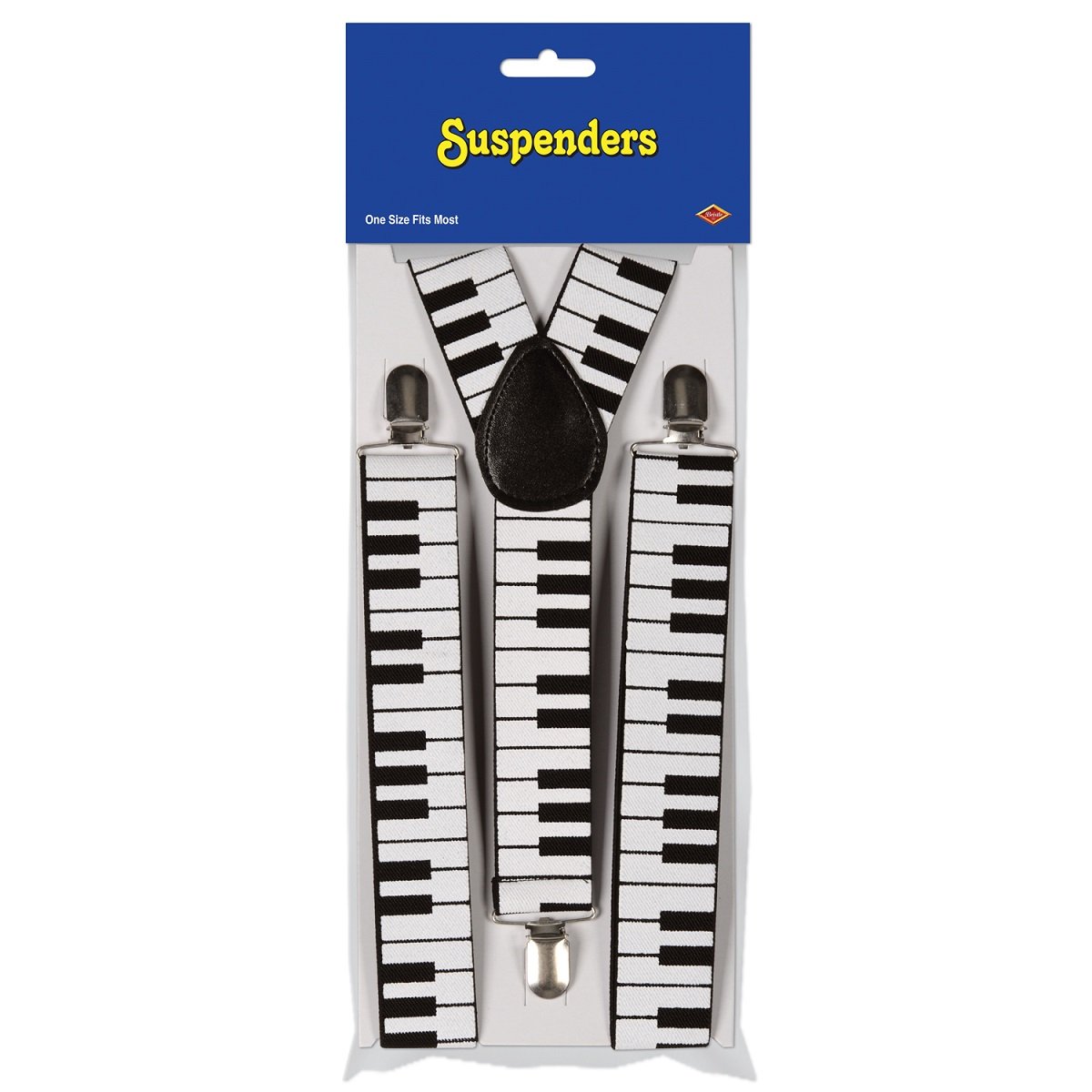 Party Central Club Pack of 12 Black & White Adult Unisex Keyboard Suspenders - One Size Fits All - Perfect for 80s Theme Parties, Cosplay & Music Events