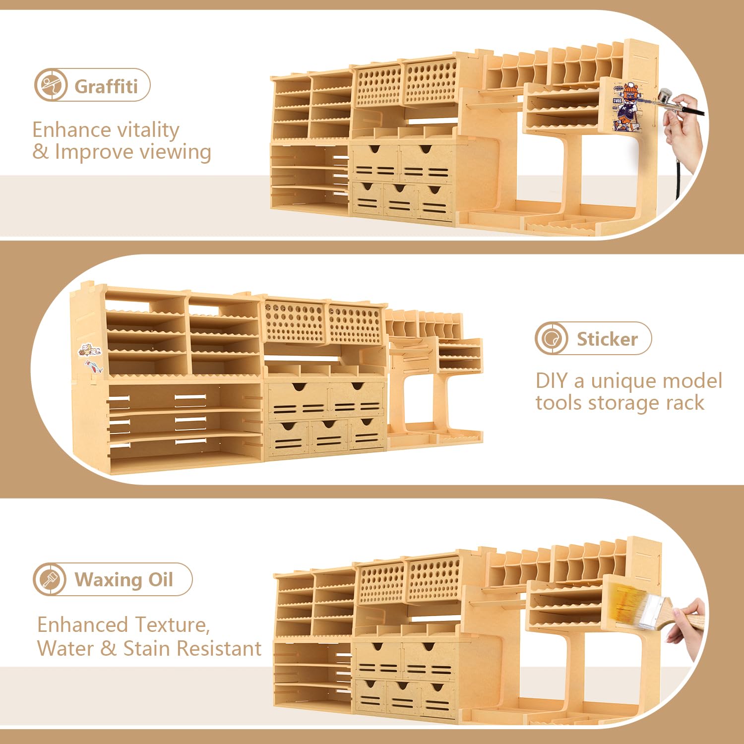 Plastic Model Tool Organizer - MDF Workbench for Tamiya & Gundam Tools | Holds Pliers, Tweezers, Brushes & Screwdrivers | Perfect for Model Building, DIY Crafts & Hobby Workspaces