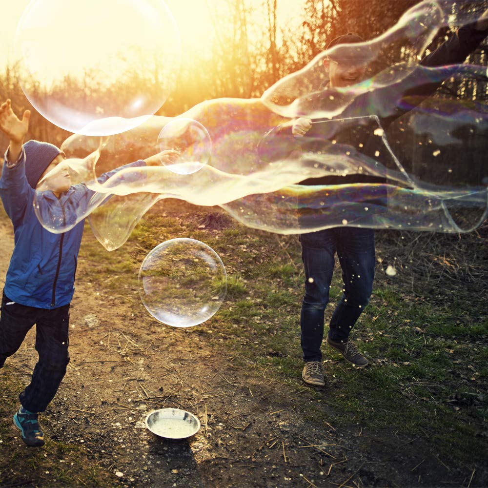 4 Pack Giant Bubble Wand Set for Kids - Telescopic Stainless Steel Bubble Blower with Durable Design - Perfect for Outdoor Play, Birthday Parties & Backyard Fun - Works Best with Bubbleventi Bubble Mix