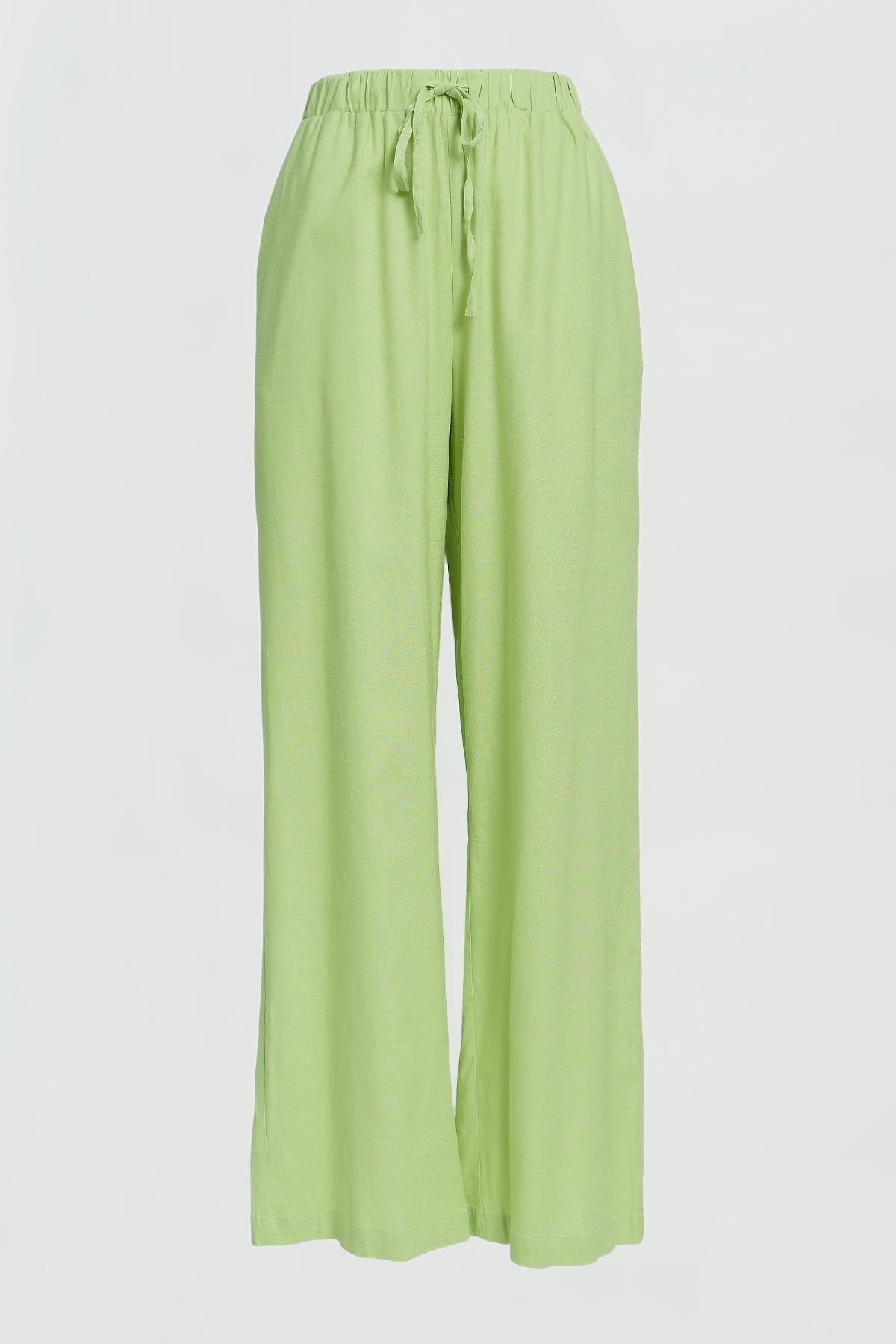Briar Linen Wide Leg Pants for Women - Comfortable High Waisted Loose Fit Trousers in Lime Green | Perfect for Summer, Beach, and Casual Outfits